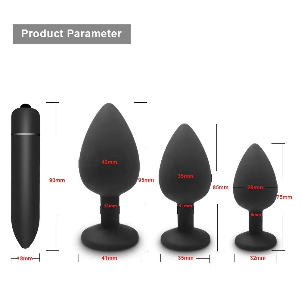 4pcs Soft Silicone Anal Plug Mini Erotic Bullet Vibrator Butt Plug Sex Toy for Men Women Gay Couples Anal Prostate Stimulator
