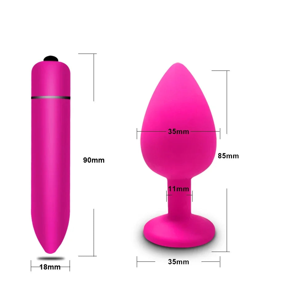 4pcs Soft Silicone Anal Plug Mini Erotic Bullet Vibrator Butt Plug Sex Toy for Men Women Gay Couples Anal Prostate Stimulator